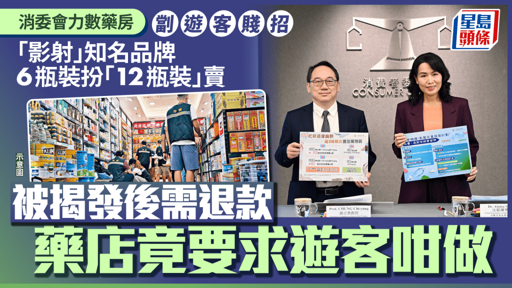 消委會藥房劏客｜今年首8月接逾500宗投訴 有藥店6瓶裝扮「12瓶」賣 被揭發後竟要求遊客咁做