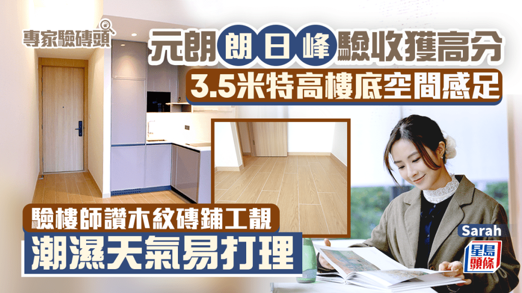 元朗朗日峰驗收獲高分 3.5米特高樓底空間感足 驗樓師讚木紋磚鋪工靚 潮濕天氣易打理｜專家驗磚頭