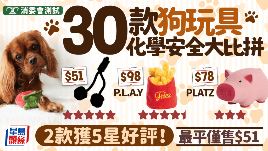 消委會狗玩具測試｜30款狗玩具大比拼 2款獲5星好評 最平僅售$51