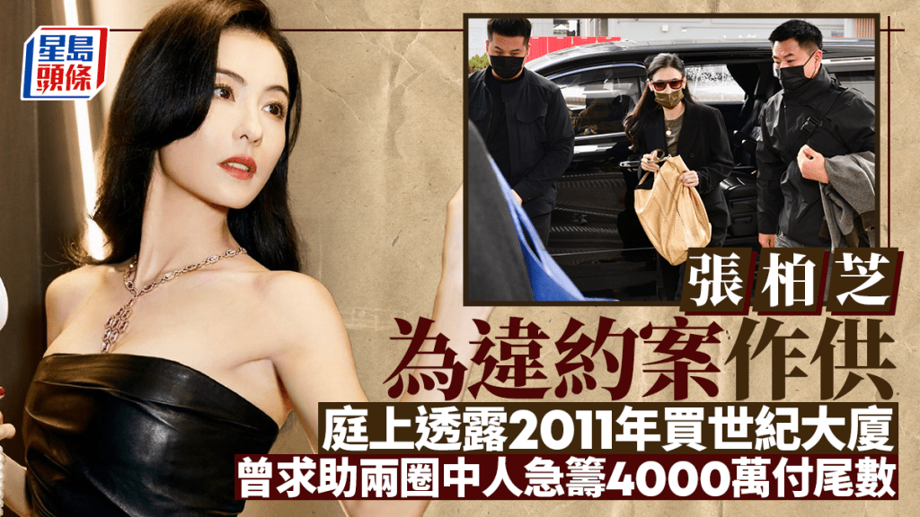 張柏芝為違約案作供 庭上透露2011年買世紀大廈 曾求助兩圈中人急籌4000萬付尾數