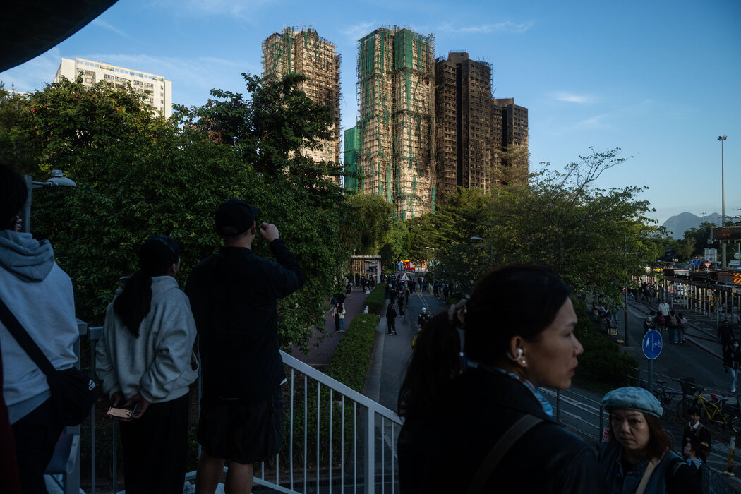 香港上月发生火灾的宏福苑公寓大楼。